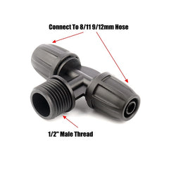 3pcs 8/11 9/12mm Garden Hose Connectors Micro Irrigation Pipe Tee Joint Elbow Reducing Connector Pipe Hose End Plug Thread Joint