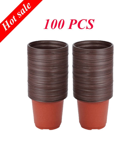 100pcs 10*7*9CM Plastic Grow Box Fall Resistant Seedling Tray For Home Garden Plant Pot Nursery Transplant Flower Seedling Pots