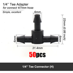 MUCIAKIE Garden Water Connector for 1/4'' 1/8'' Tubing Hose Accessories Joint Adapter Barbed Tees Cross Eng Plug Equal Adaptors