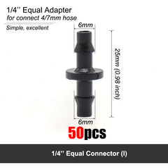 MUCIAKIE Garden Water Connector for 1/4'' 1/8'' Tubing Hose Accessories Joint Adapter Barbed Tees Cross Eng Plug Equal Adaptors