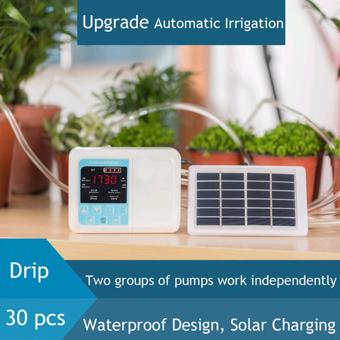 20M Double pump Intelligent Garden Automatic Watering Device Solar Energy ChargingPotted Plant Drip Irrigation  Timer System