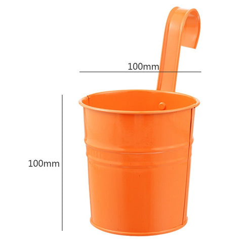 High Quality 10 Colors Hanging Flower Pots  Hook Wall Pots Garden Pots Balcony Planters Metal Bucket Flower Holders Home Decor