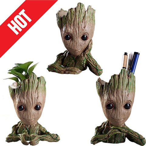 Hot Flower Pot Baby Groot Flowerpot Cute Toy Pen Pot Holder PVC Hero Model Baby Tree Man Garden Plant Pot Groot Dropshipping