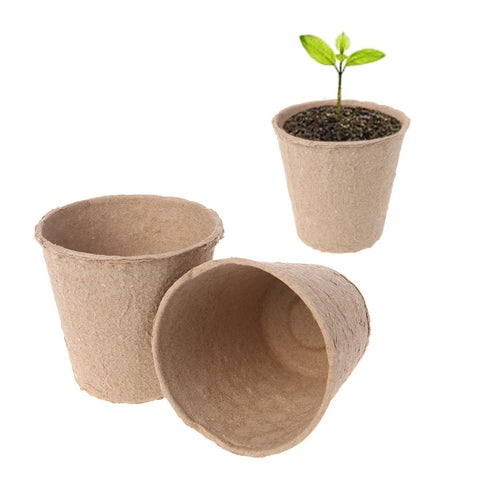 Tray Garden 50Pcs Round Biodegradable Paper Pulp Peat Pots Plant Nursery Cup Drop Shipping