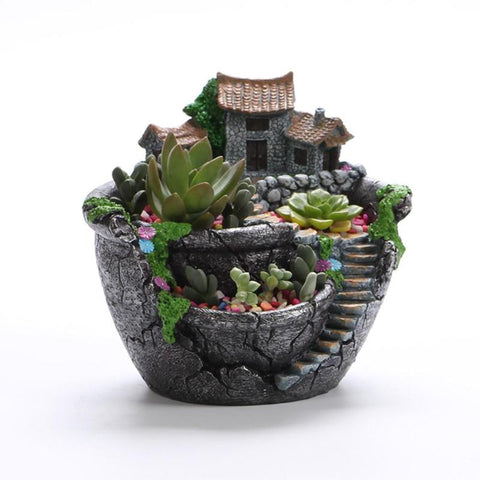 Succulent Plants Planter Flowerpot Resin Flower Pot Desktop Potted Holder Home Garden Decoration Plants Holder