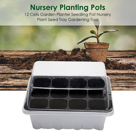 12 Cells Nursery Pot Planting Seed Tray Kit Plant Germination Box With Lid Garden Grow Box Garden Planter Seedling Pot