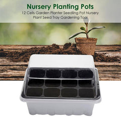 12 Cells Nursery Pot Planting Seed Tray Kit Plant Germination Box With Lid Garden Grow Box Garden Planter Seedling Pot