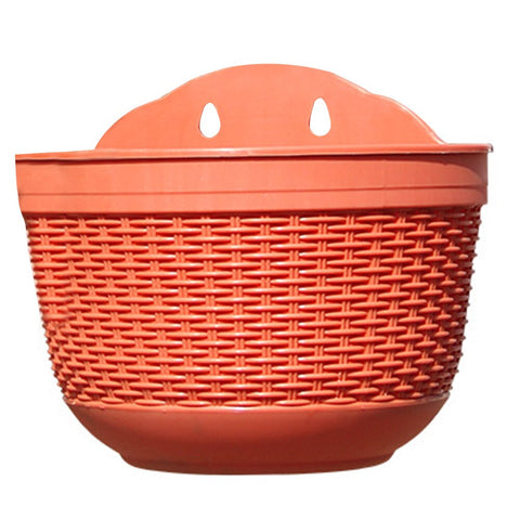 Imitation Rattan Weaving Creative Flower Planter Garden Pot Flowerpot Wall Hanging Plant Grow Basin Baskets Yard Balcony