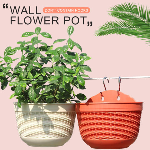 Imitation Rattan Weaving Creative Flower Planter Wall Hanging PP Flowerpot Garden Pot