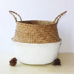 hot Sale Foldable Handmade Storage Baskets Patchwork Wicker Rattan Garden Flower Pot Planter Straw Basket Home Decor Dropship