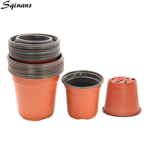 10pcs/Lot Flower Pot Plastic Plant Pot Desktop Potted Green Plant Garden Nursery Flowerpot Home Decor Planter Garden Pots
