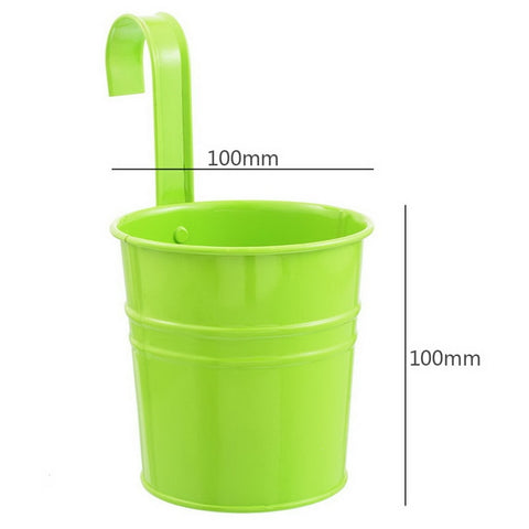 10 Colors Hanging Flower Pots  Hook Wall Pots Garden Pots Balcony Planters Metal Bucket Flower Holders Home Decor High Quality