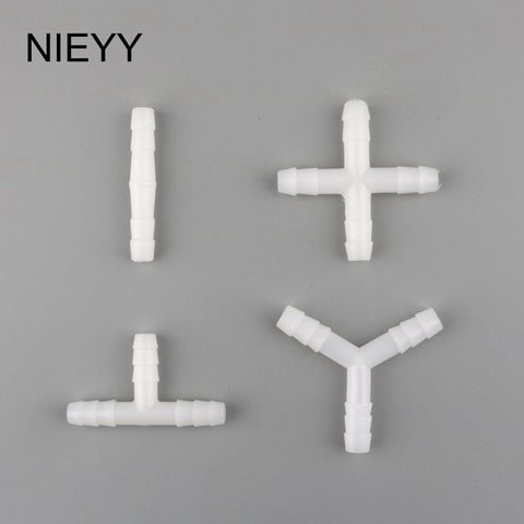 10pcs 8mm Water Barb Tee Straight Cross Connector 2 3 4 way Adapter Aquarium Plastic Joint Garden Irrigation Fish Tank Accessory