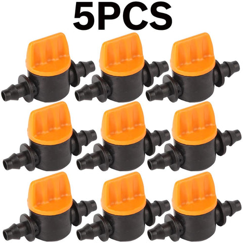 5PCS Mini Valve with 4/7mm Hose Garden Irrigation Barbed Water flow control valve Agriculture tools Drip Irrigation Fittings