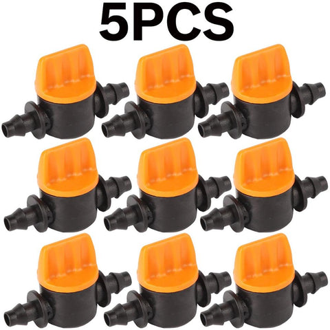 5PCS Mini Valve with 4/7mm Hose Garden Irrigation Barbed Water flow control valve Agriculture tools Drip Irrigation Fittings