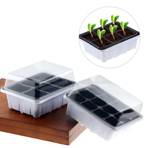 6/12 Plastic Nursery Pots Planting Seed Tray Kit Plant Germination Box with Dome and Base Garden Grow Box Gardening Supplies