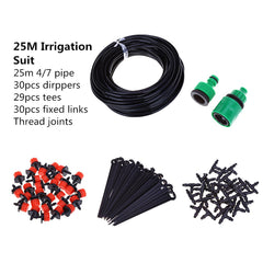 25m Micro Drip Irrigation System Plant Automatic Spray Greenhouse Watering Kits Garden Hose Adjustable Dripper Sprinkler XJ