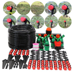 MUCIAKIE 50M/25M/5M DIY Micro Drip Irrigation System Dripper Plant Self Watering Garden Hose Kit With Adjustable Drippers