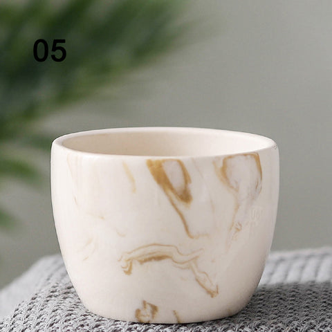 Simple Home Ceramic Flower Pot Multicolor Marble Pattern Fleshy Flower Pot Home Bird Spikes Gardening Christmas Decorations