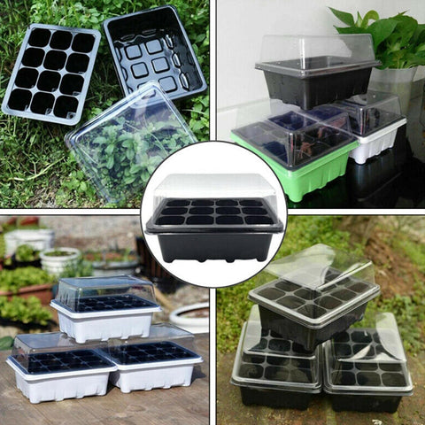 12 Holes Nursery Pots Seedling Tray with Dome And Base Plant Germination Box for Succulent Planter Flower Garden Tool