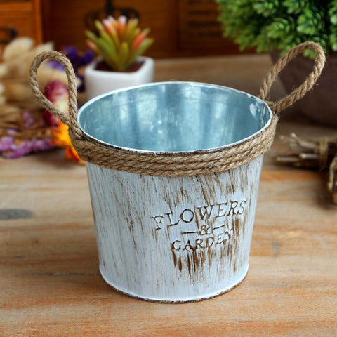 Vintage Metal Iron Keg Flower Pot Hanging Balcony Garden Plant Planter Decoration Pot maceteros decorativos A65