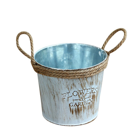 Vintage Metal Iron Keg Flower Pot Hanging Balcony Garden Plant Planter Decoration Pot maceteros decorativos A65