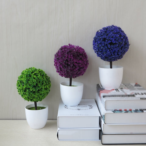 Colourful Round Plastic Plant Flower Pot Grass Ball Topiary Garden Home Office Decor Planter Desktop Flower Pots Home Decor