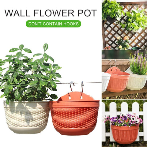 Imitation Rattan Weaving Creative Flower Planter Wall Hanging PP Garden Pot Flowerpot