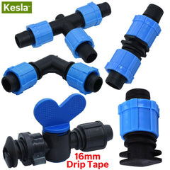 KESLA 2PCS 16mm 5/8'' Micro Irrigation Drip Tape Valve Connectors Tee End Plug Fittings Threaded Lock Pipe Hose Joints Garden