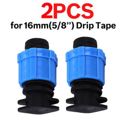 KESLA 2PCS 16mm 5/8'' Micro Irrigation Drip Tape Valve Connectors Tee End Plug Fittings Threaded Lock Pipe Hose Joints Garden