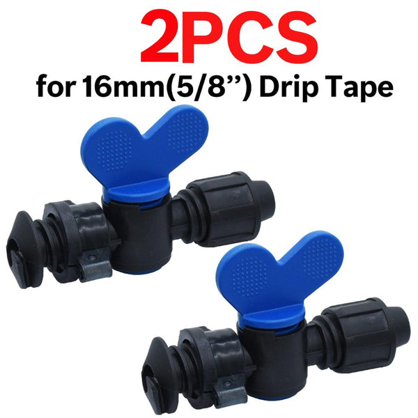 KESLA 2PCS 16mm 5/8'' Micro Irrigation Drip Tape Valve Connectors Tee End Plug Fittings Threaded Lock Pipe Hose Joints Garden