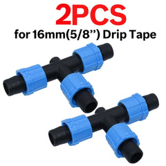 KESLA 2PCS 16mm 5/8'' Micro Irrigation Drip Tape Valve Connectors Tee End Plug Fittings Threaded Lock Pipe Hose Joints Garden