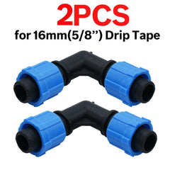 KESLA 2PCS 16mm 5/8'' Micro Irrigation Drip Tape Valve Connectors Tee End Plug Fittings Threaded Lock Pipe Hose Joints Garden