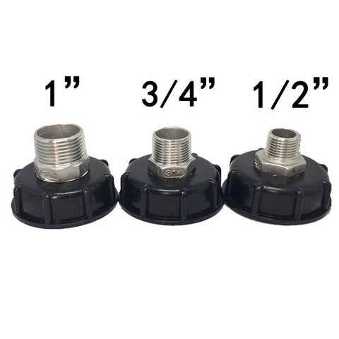 60mm Thread IBC Water Tank Adapter Garden Fittings Replacement 1/2" 3/4" 1" Plastic For IBC containers Drain Connector S60x6