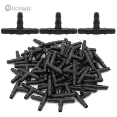 MUCIAKIE 50PCS Plastic Dripper Watering Plants Tee  1/4 Inch Hose Connector Joint Hose Outdoor Irrigation Tools for 4mm/7mm Hose