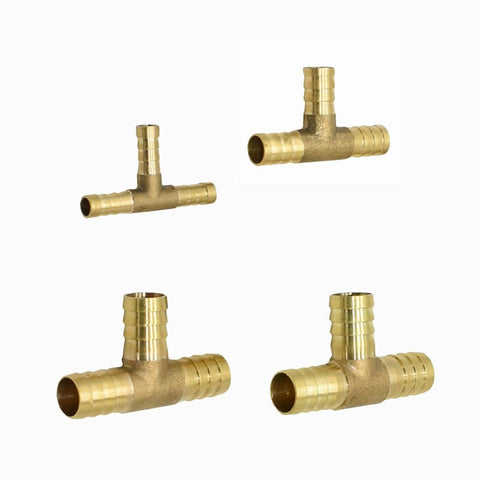 T type 8mm 10mm 14mm 16mm Tee Barb Connector Brass Water Splitter Air pipe gas pipe Quick Coupling Pipe Fittings 1Pcs